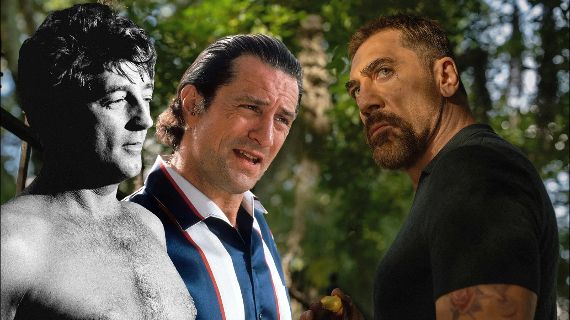 Composite of three different Max Cadys: Robert Mitchum, Robert De Niro and Javier Bardem